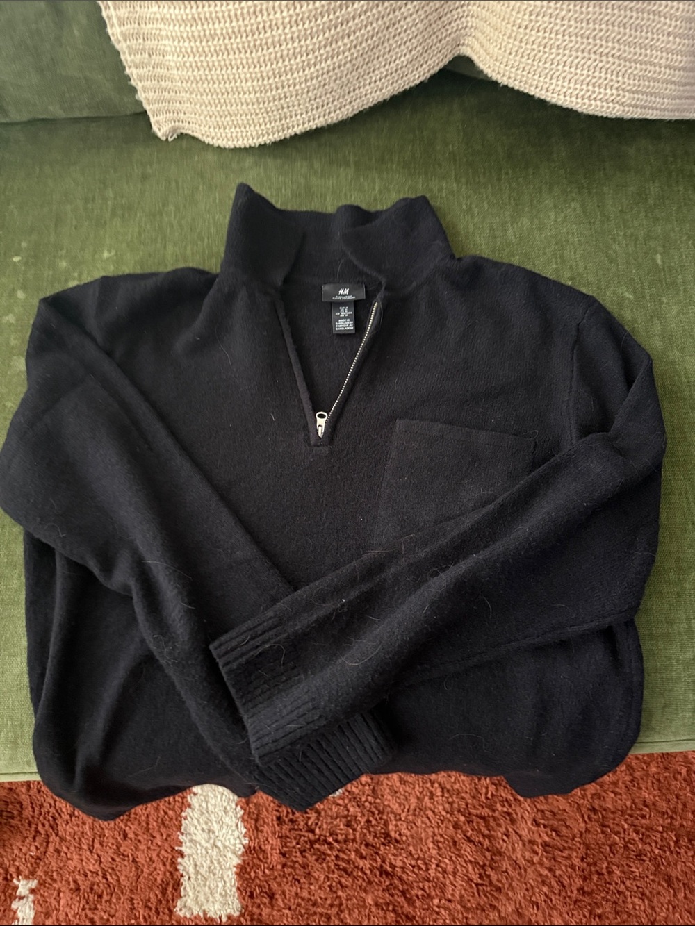 H&M Men’s Black Quarter-Zip Pullover Sweater